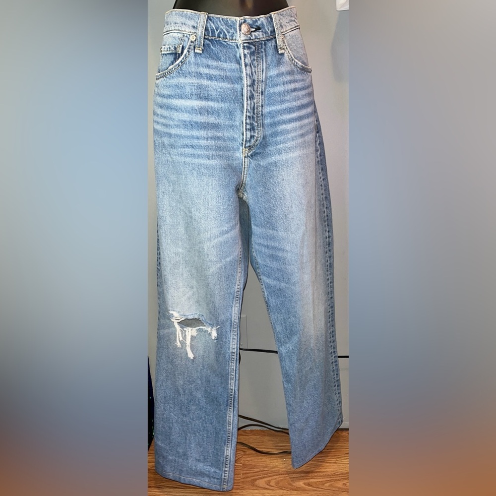 Rag & Bone Women's Jeans Blue Alex High-Rise Straight Button Fly, sz 32